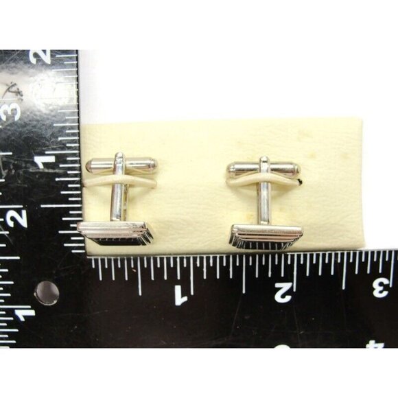 Chaps Vintage Square Cufflinks Black & Silver Tone Tux Wedding Formal IOB - Picture 6 of 12